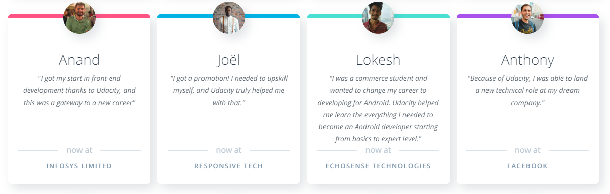 Testimonials from Udacity